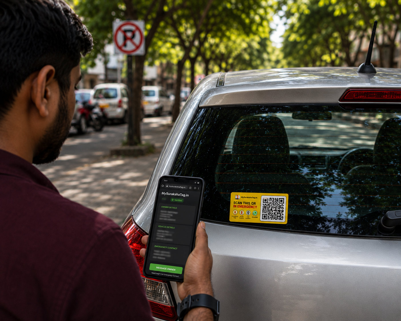 Scanning Suraksha Tag on Car
